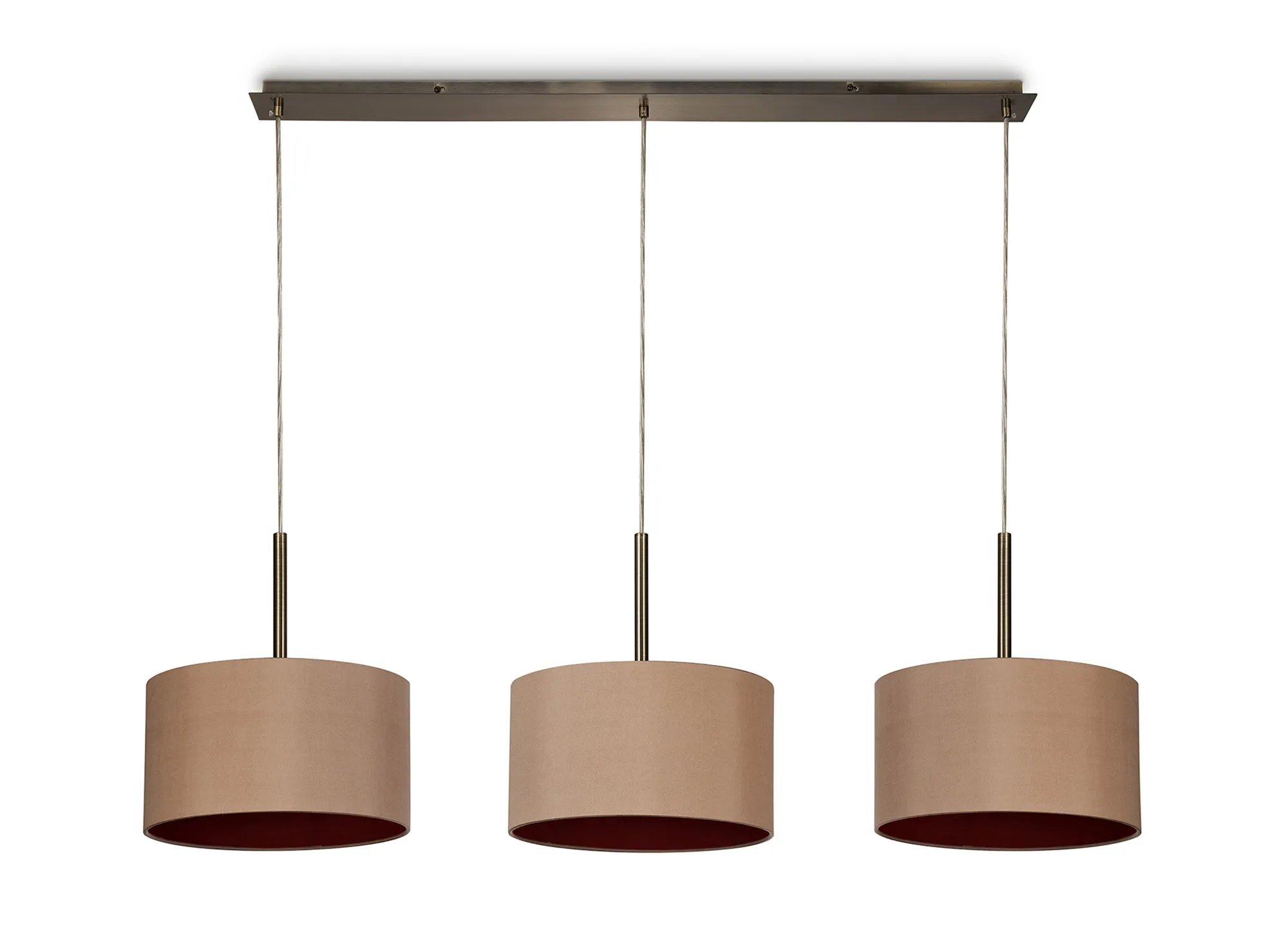 Baymont 30cm Shade 3 Light Pendant Antique Brass, Antique Gold/Ruby DK0574  Deco Baymont AB AG